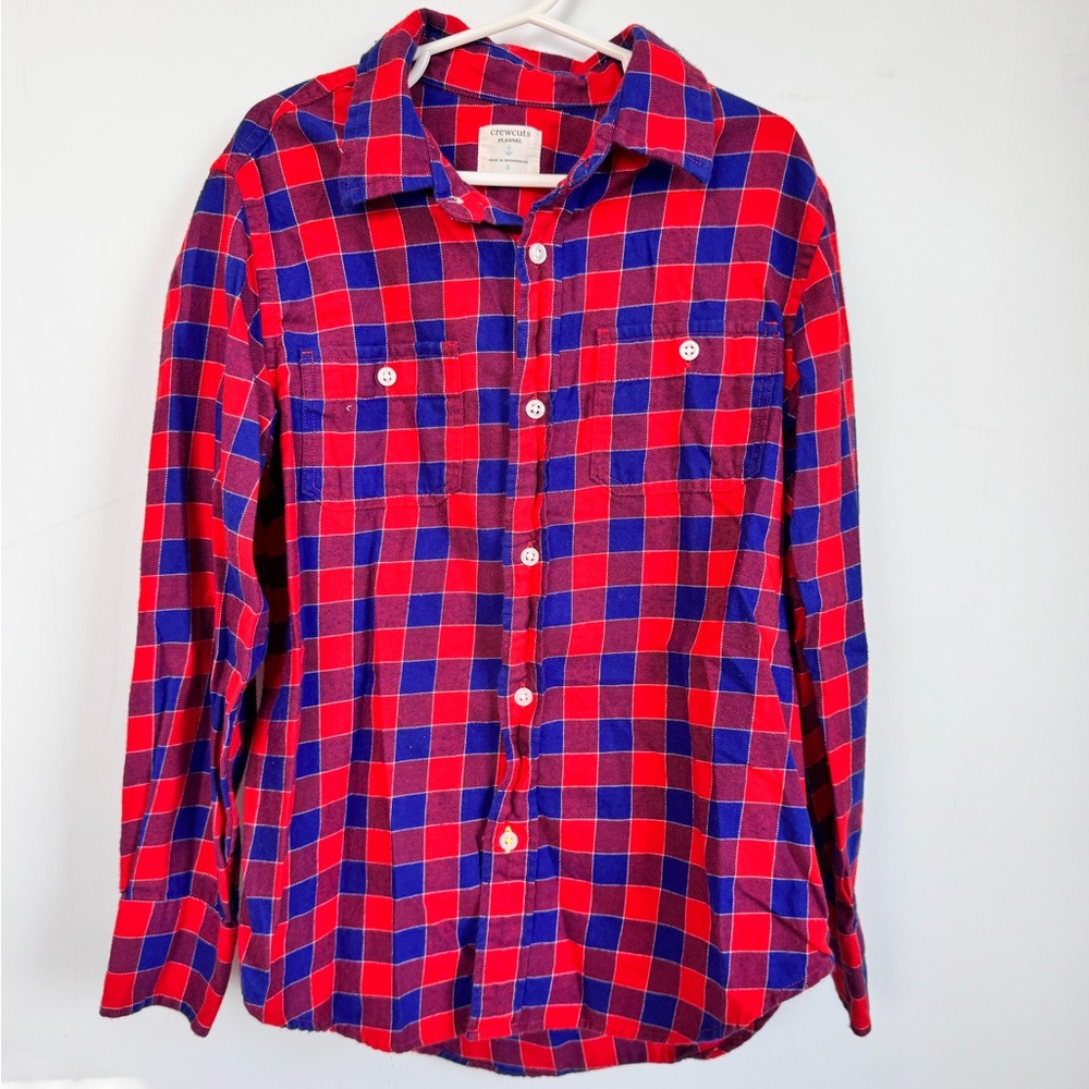 Crewcuts Flannel Red and Blue Checkered Shirt Size 8